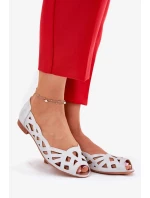 Dámske perforované baleríny Calgis s otvorenou špičkou - strieborné