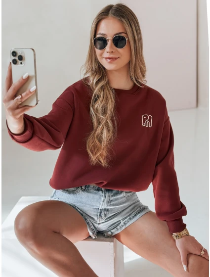 Dámská oversize mikina s výšivkou vínová Dstreet model 21988099 - FashionStreet