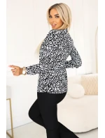 halenka s dlouhým rukávem a zavazováním vpředu černobílý vzor model 21308733 - numoco