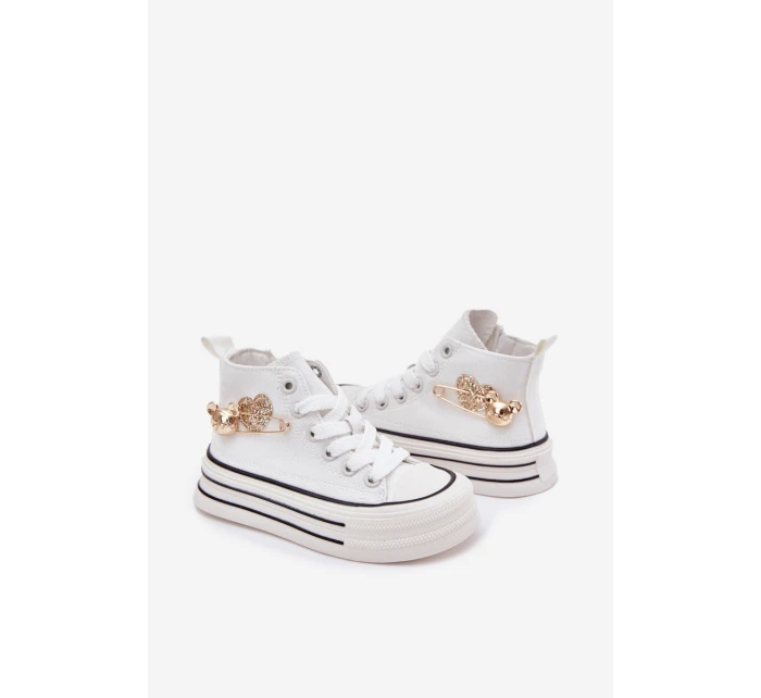 Dětské Vysoké Tenisky Se Zlatou Dekorací Bílé model 21700891 - Boto