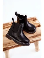 Dětské Kůže zateplené boty černé Porky Dětské Kůže zateplené boty černé Porky