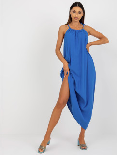 Modré letné šaty bez ramienok OCH BELLA