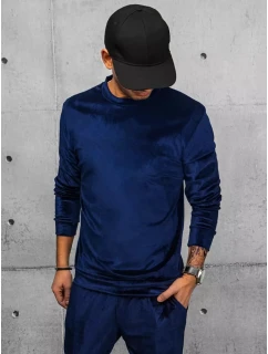 Pánska tmavomodrá velúrová mikina FashionStreet BX5531