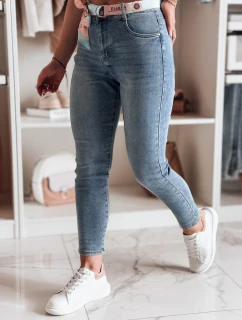 Dámské džínové kalhoty slim fit s páskem modré Dstreet model 21985464 - FashionStreet