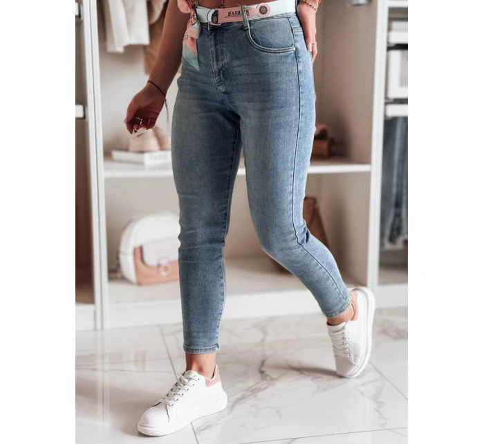 Dámské džínové kalhoty slim fit s páskem modré Dstreet model 21985464 - FashionStreet
