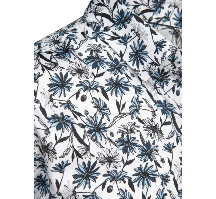 Pánska kvetinová biela košeľa FashionStreet DX2668