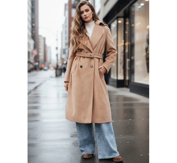 Dámský zimní kabát classic camel Dstreet model 21995114 - FashionStreet