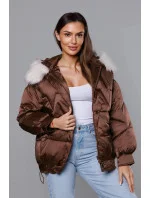 Hnedá krátka bunda nadrozmernej veľkosti (H-1109-79)