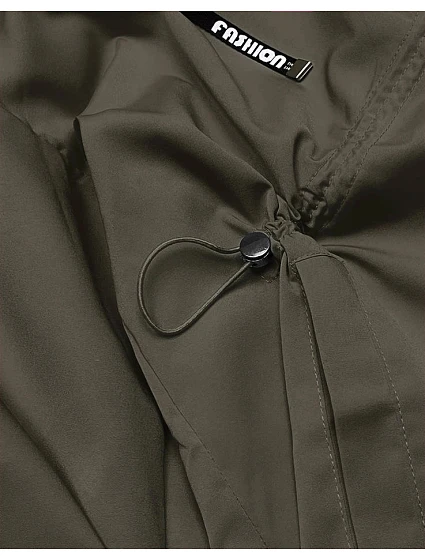 Tenký dámský přehoz přes oblečení v khaki barvě s kapucí model 18013334 - S'WEST