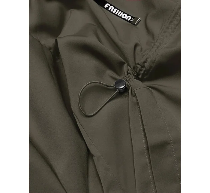 Tenký dámský přehoz přes oblečení v khaki barvě s kapucí model 18013334 - S'WEST