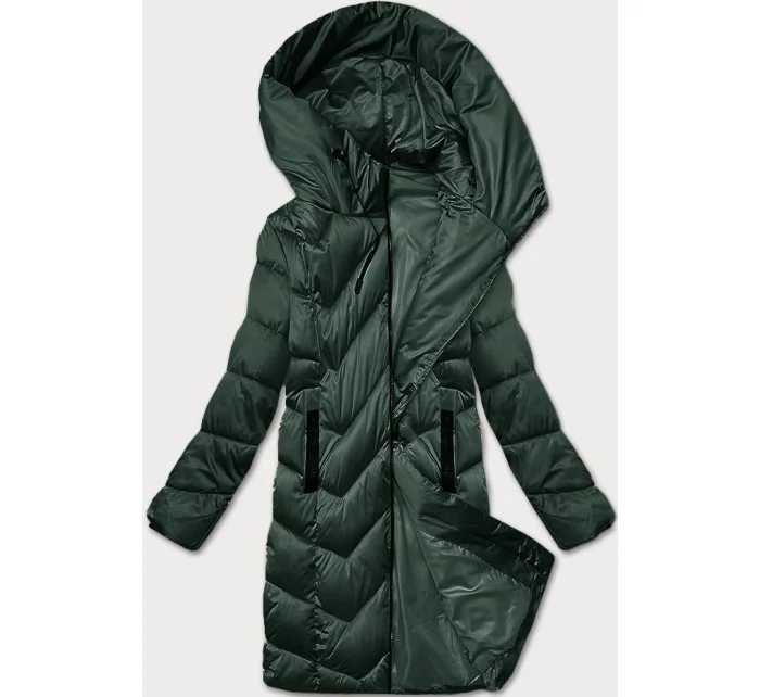 Zimowa pikowana kurtka damska ciemny zielony model 21248151 - S'WEST