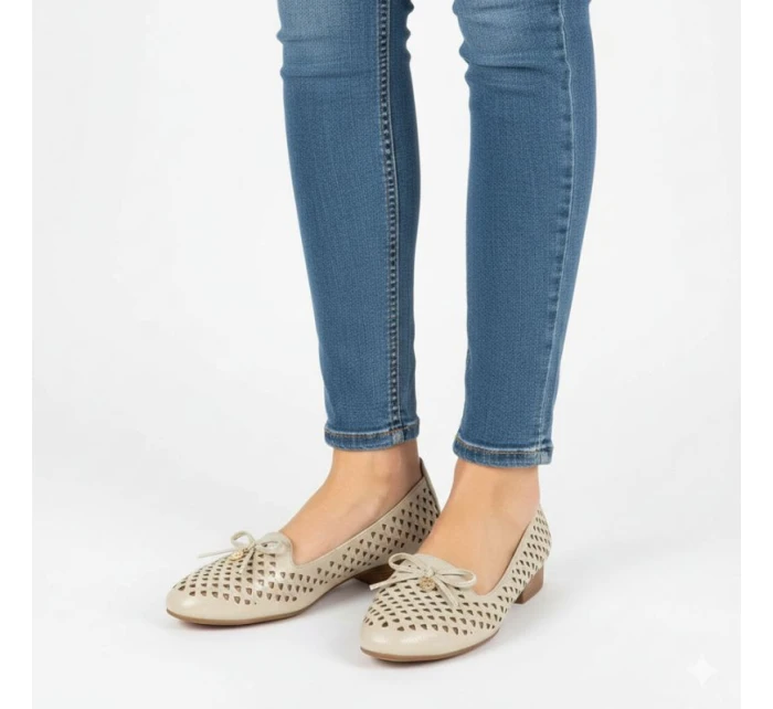 Dámské ažurové boty gold model 22009350 - JEZZI Dámské ažurové boty gold model 22009350 - JEZZI