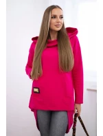 Mikina s dlhým chrbtom a kapucňou fuchsiová Mikina s dlhým chrbtom a kapucňou fuchsiová