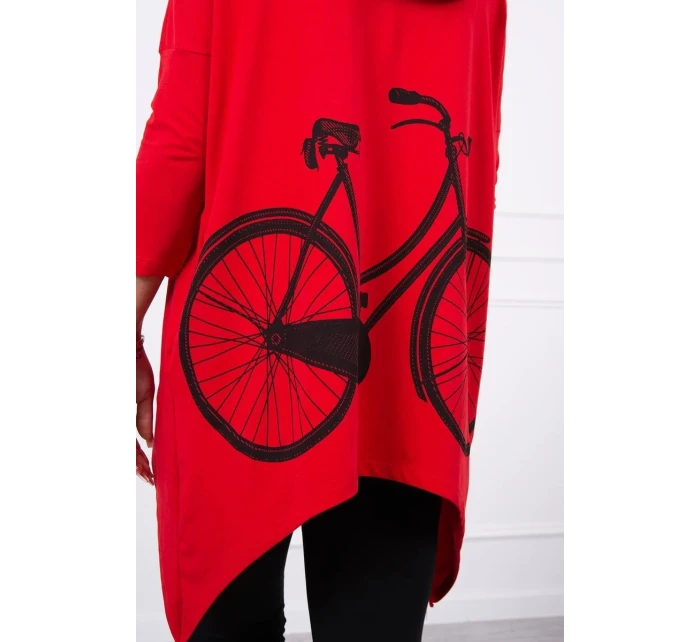 Mikina s potlačou kolesa červená