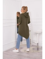 Zateplená mikina s delšími zády v barvě khaki