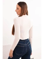 Dámska kašmírová blúzka s rolákom a dlhými rukávmi svetlo béžová