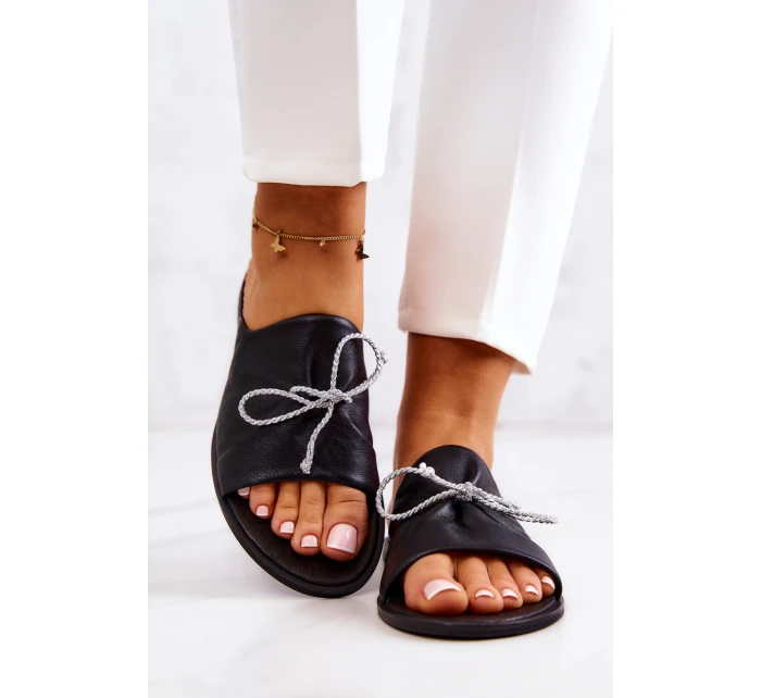 model 21577841 Kožené Dámské Černé Žabky - Zazoo