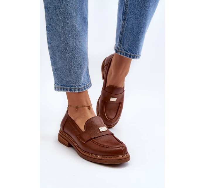 Zazoo 20165 Skórzane Mokasyny Damskie Brązowe