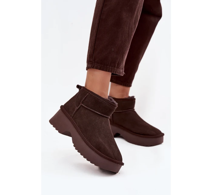 Dámské sněhule z pravé kůže vyhřívané kožíškem hnědé model 21714790 - Boto Dámské sněhule z pravé kůže vyhřívané kožíškem hnědé model 21714790 - Boto