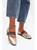 Dámské baleríny s zlatými pásky model 21744625 - Boto