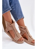 Dámské sandály s vysokým svrškem tmavě béžové Coralya