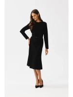 S347 Šaty s prednými skladmi - čierne S347 Šaty s prednými skladmi - čierne
