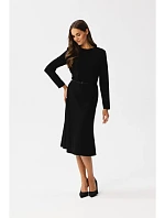S347 Šaty s prednými skladmi - čierne