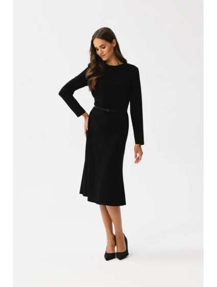 S347 Šaty s prednými skladmi - čierne S347 Šaty s prednými skladmi - čierne