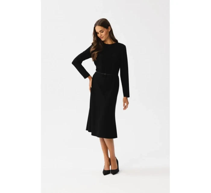 S347 Šaty s prednými skladmi - čierne S347 Šaty s prednými skladmi - čierne
