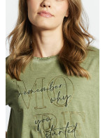 Monnari Tričká Dámske tričko s asymetrickým volánom Zelená