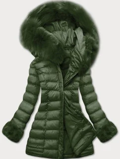 PIKOWANA KURTKA DAMSKA ZIMOWA Z KAPTUREM KHAKI model 21241769 - SPEED.A