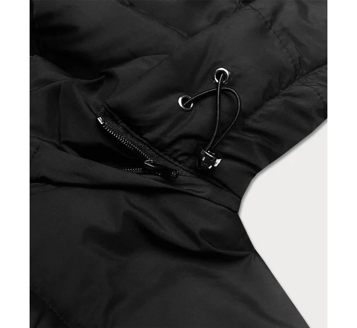 Čierna prechodná krátka bunda s kapucňou (16M9080-392)