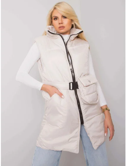 Púzdrová vesta so stojatým golierom v ecru farbe za továrenskú cenu (612)