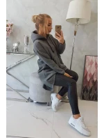 Zateplená mikina s dlouhými zády a kapucí v grafitové barvě Zateplená mikina s dlouhými zády a kapucí v grafitové barvě