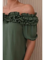 Španielska blúzka s malým volánom khaki Španielska blúzka s malým volánom khaki