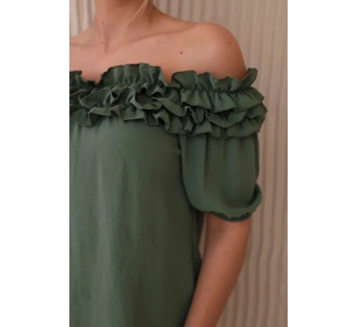 Španielska blúzka s malým volánom khaki Španielska blúzka s malým volánom khaki