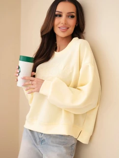 Dámska vyšívaná mikina voľného strihu butter yellow