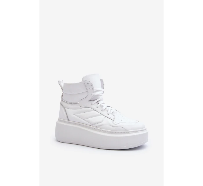 model 21647188 Dámské Kožené Sportovní Boty Na Platformě Bílé - Zazoo model 21647188 Dámské Kožené Sportovní Boty Na Platformě Bílé - Zazoo