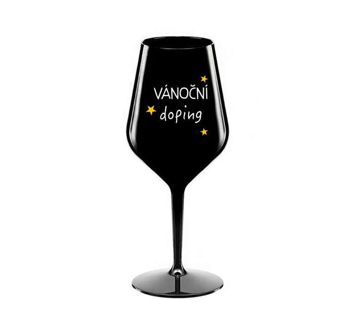 VÁNOČNÍ DOPING - černá nerozbitná sklenice na víno 470 ml