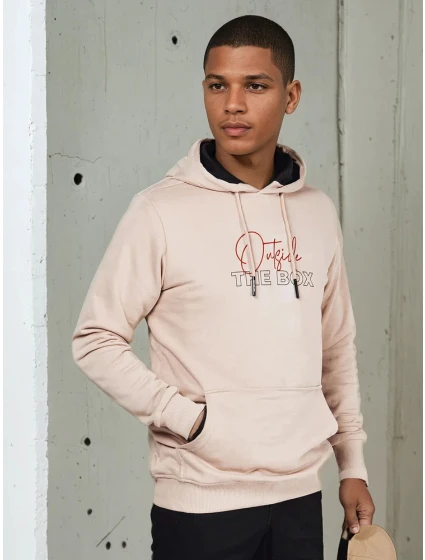 Pánská mikina s kapucí béžová Dstreet model 21976120 - FashionStreet