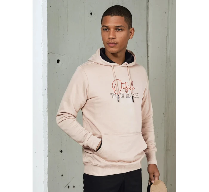 Pánská mikina s kapucí béžová Dstreet model 21976120 - FashionStreet