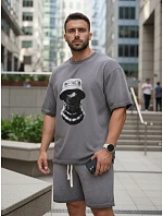 Pánska letná tepláková súprava s potlačou šedá FashionStreet AX0817