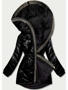 Čierna dámska bunda s ozdobným prešívaním (B8092-1)