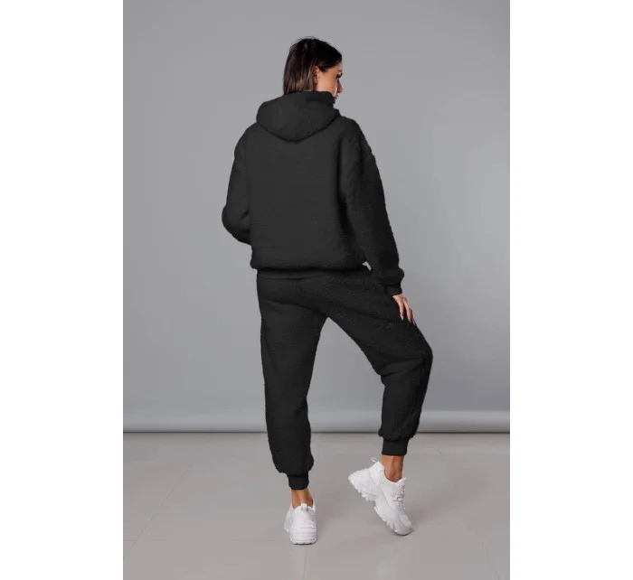 Teplý čierny teplákový dámsky komplet (YP-1104)