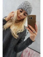 Čepice model 18745422 šedá + fialová - K-Fashion Čepice model 18745422 šedá + fialová - K-Fashion