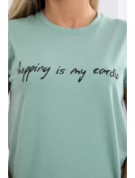 Nakupovanie je moja kardio tmavo mätová blúzka