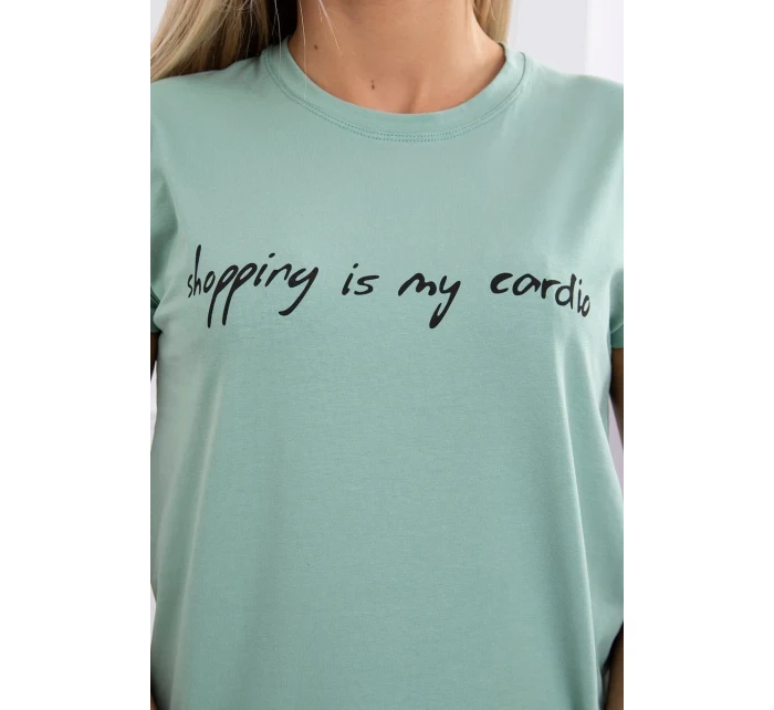 Nakupovanie je moja kardio tmavo mätová blúzka