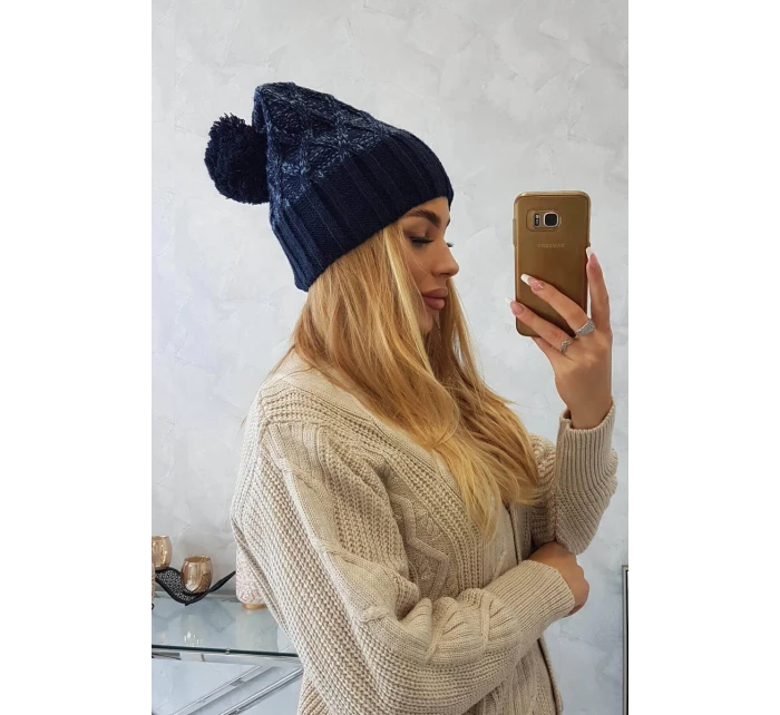 Milano fleecová čiapka K203 navy blue melange+green Milano fleecová čiapka K203 navy blue melange+green