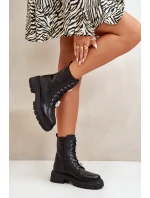 Botki Workery Damskie Eko Skórzane Z Przypinkami Czarne Kristines Botki Workery Damskie Eko Skórzane Z Przypinkami Czarne Kristines