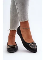 Čierne kožené baleríny s dekoráciou Enicoria